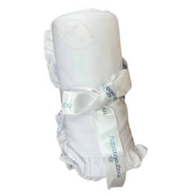 Magnolia Baby White Blessed Embroidered Cross Ruffle Receiving Blanket
