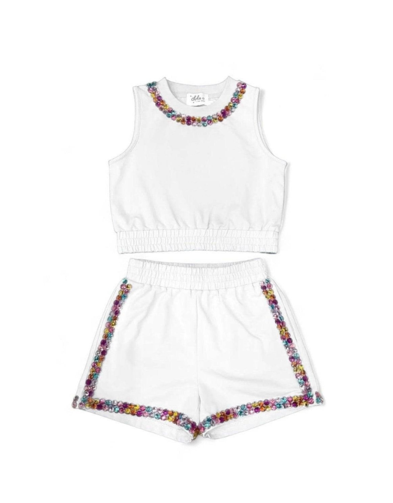 Lola and the Boys White Rainbow Gems Short Set