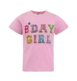Lola and the Boys Pink Birthday Girl Gem T-Shirt