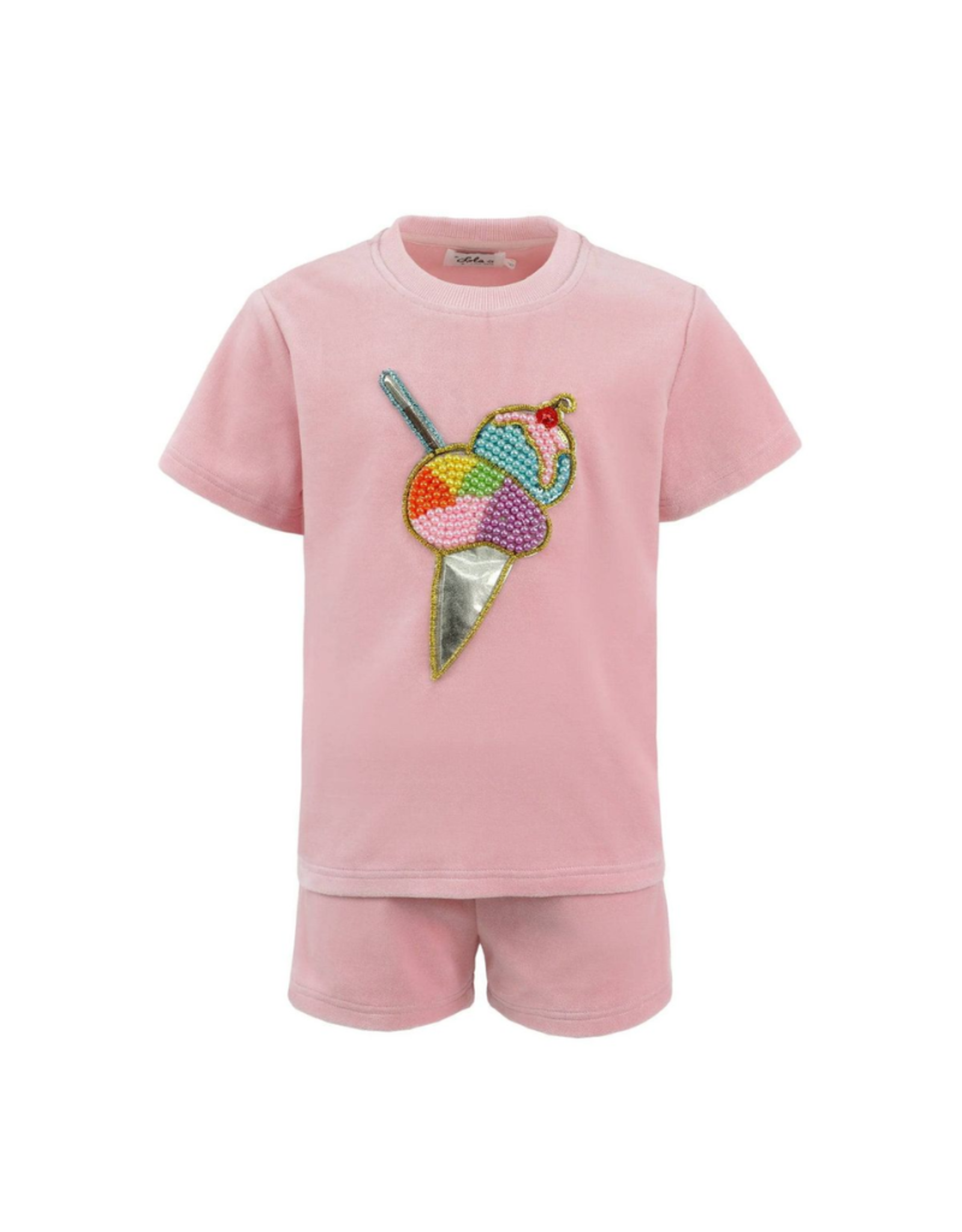 Lola and the Boys Velour Ice Cream Short Set