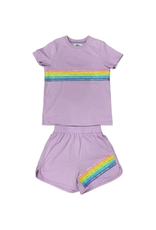 Lola and the Boys Rainbow Sequin Short Set, Lavender