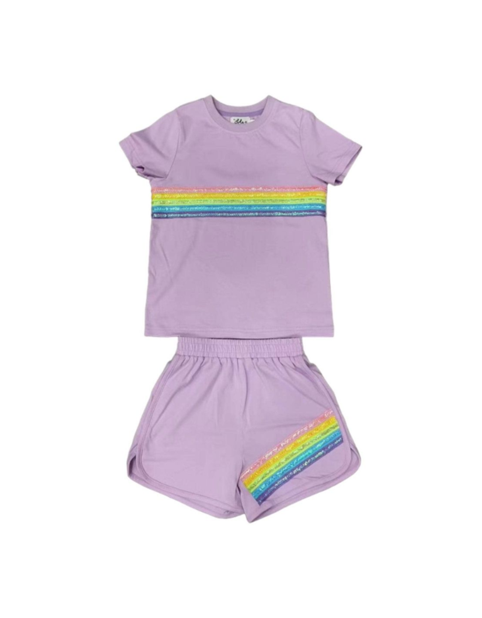 Lola and the Boys Rainbow Sequin Short Set, Lavender
