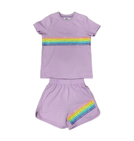 Lola and the Boys Rainbow Sequin Short Set, Lavender