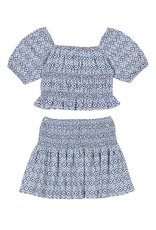 Mayoral Chambray and Red Printed Skirt Set