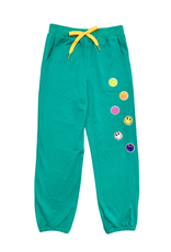Hannah Banana Green Joggers w/ Sequin Happy Applique - 12