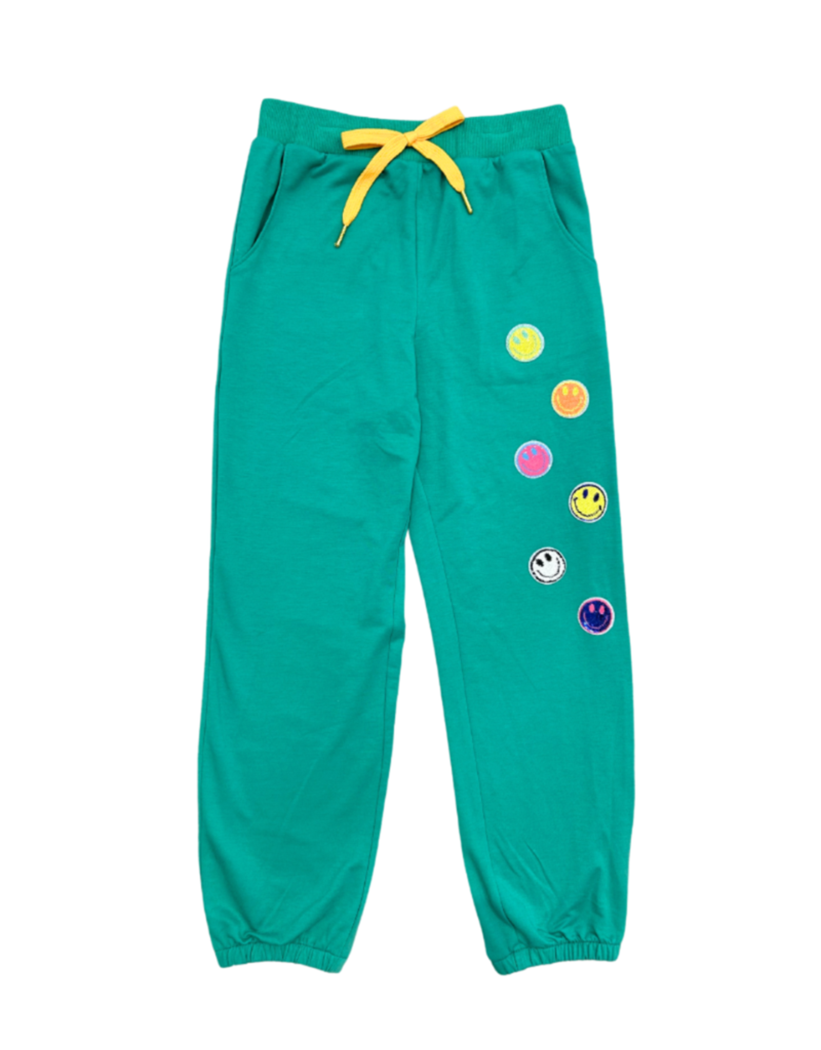 Hannah Banana Green Joggers w/ Sequin Happy Applique - 12