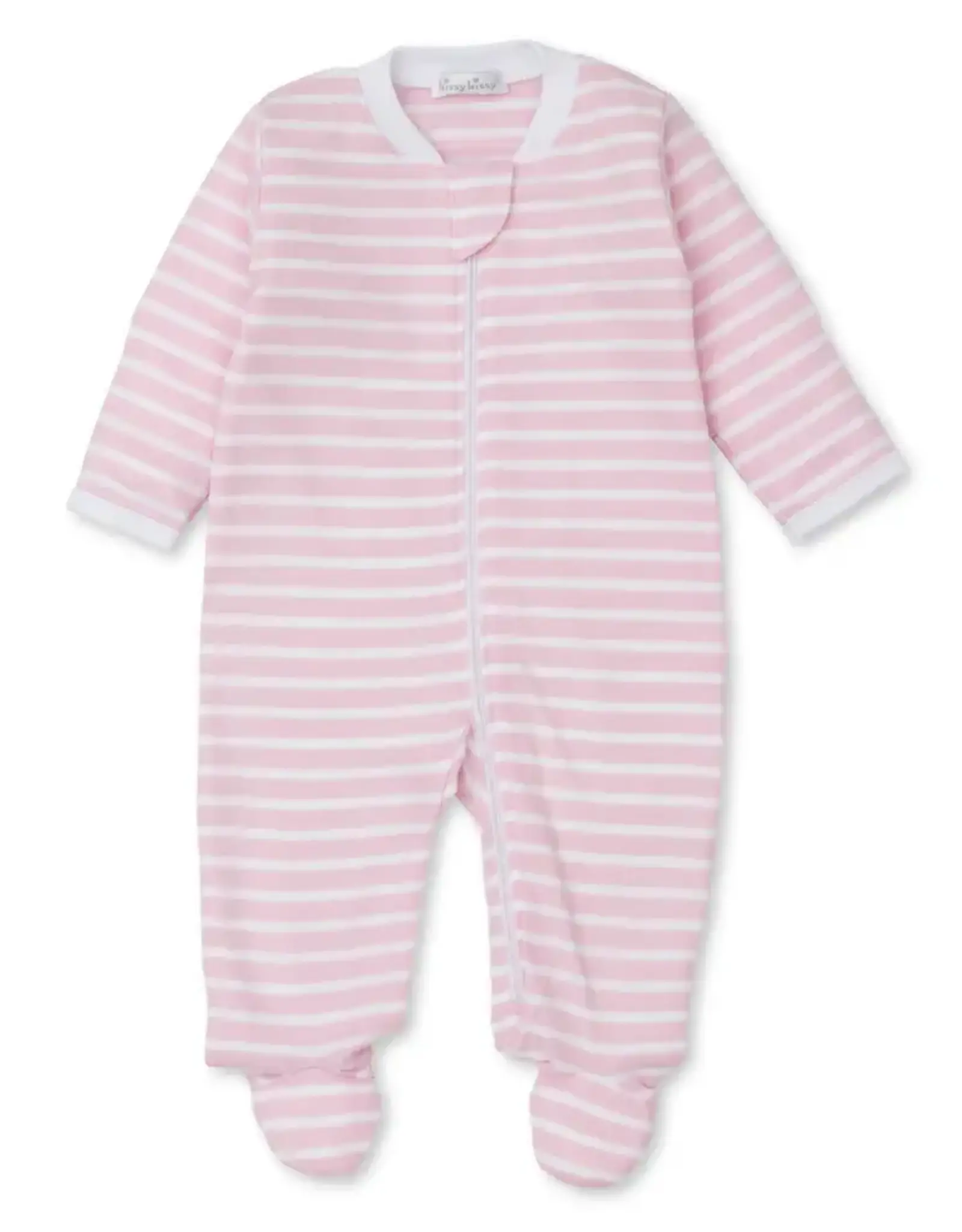 Kissy Kissy PJs Team Stripe Zipper Footie, Pink