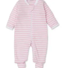 Kissy Kissy PJs Team Stripe Zipper Footie, Pink