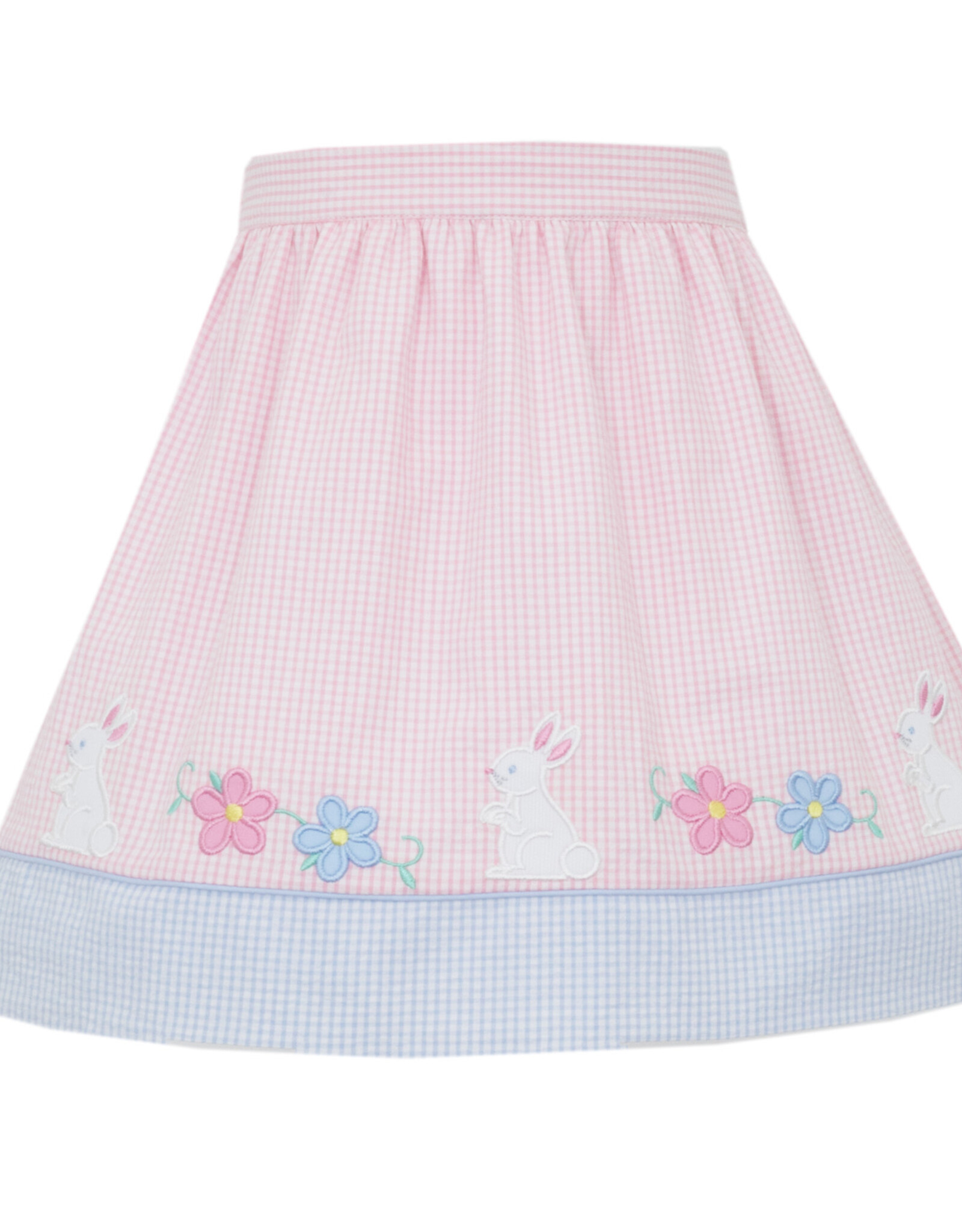 Claire and Charlie Bunny Garden Pink and Blue Seersucker Skirt