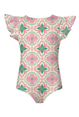 Pepita & Me Dayana Azulejo Flutter Sleeve One Piece