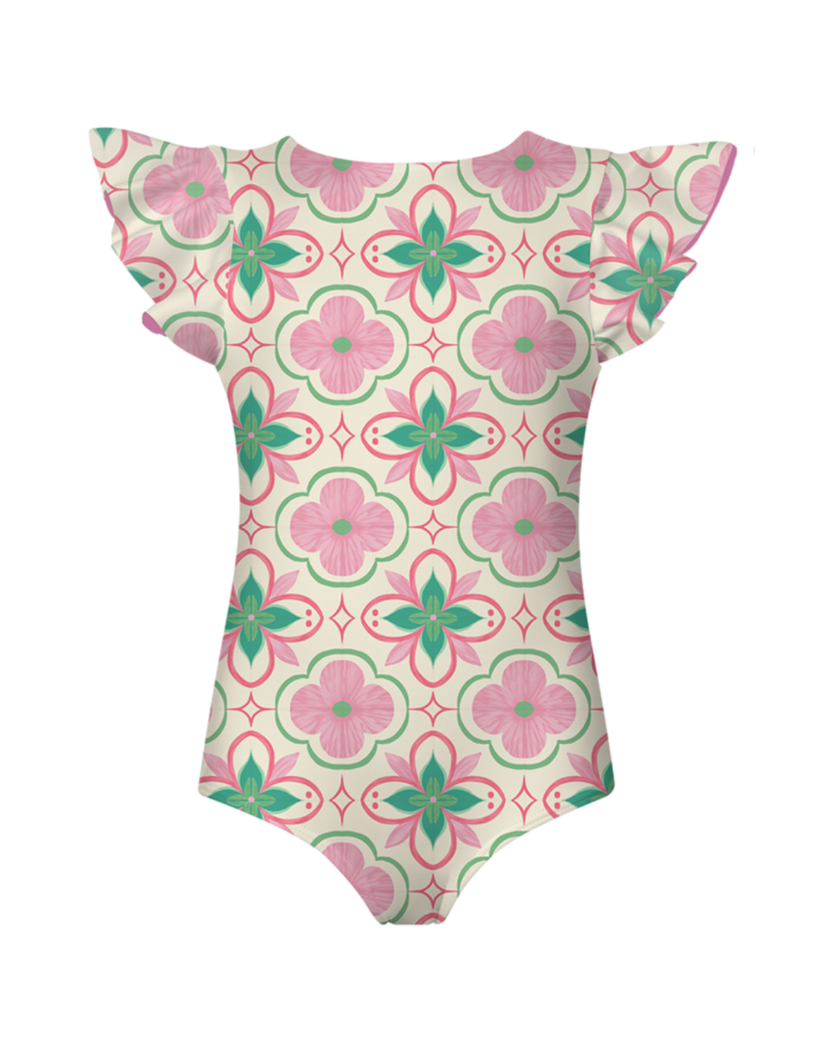 Pepita & Me Dayana Azulejo Flutter Sleeve One Piece