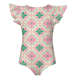 Pepita & Me Dayana Azulejo Flutter Sleeve One Piece