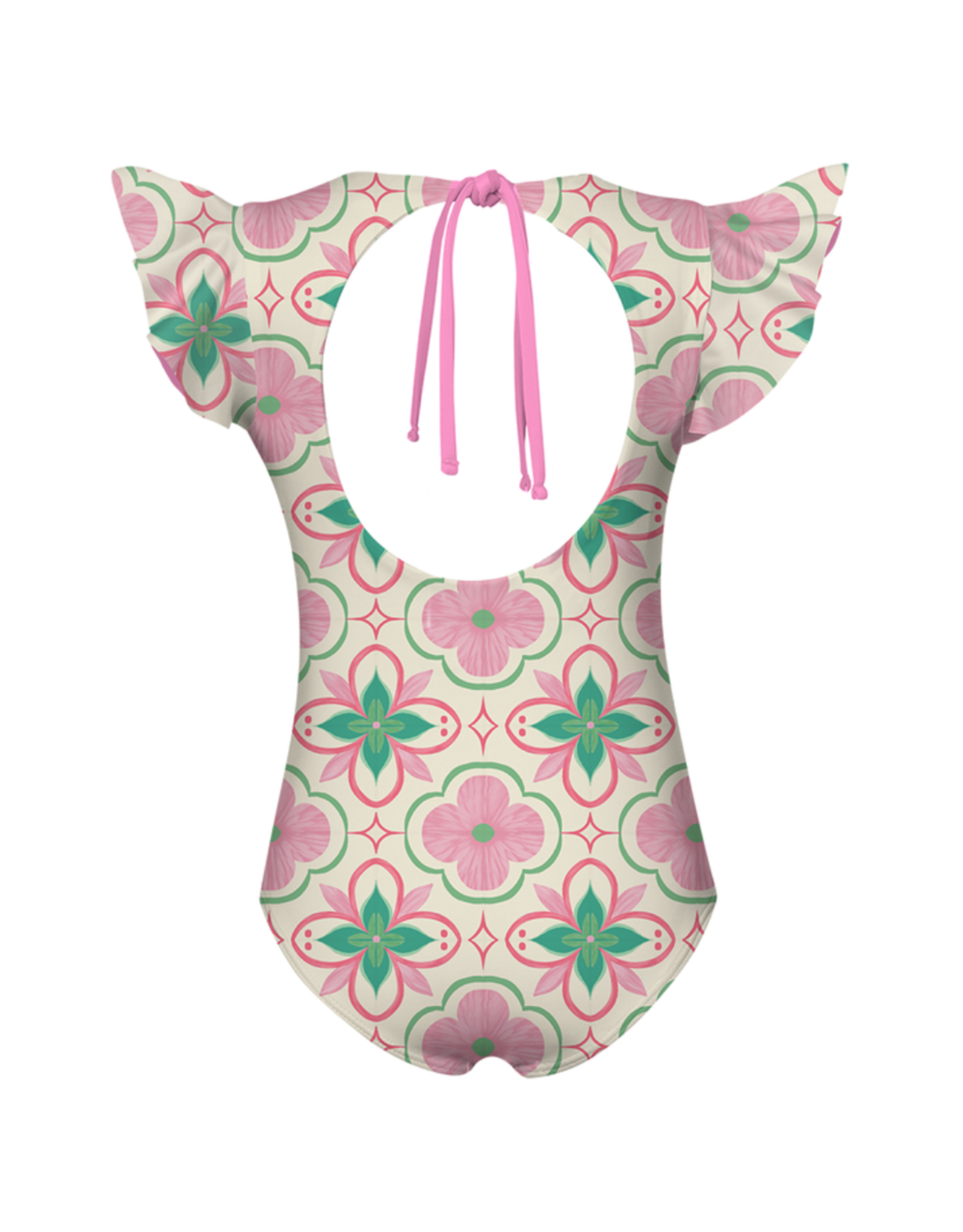 Pepita & Me Dayana Azulejo Flutter Sleeve One Piece