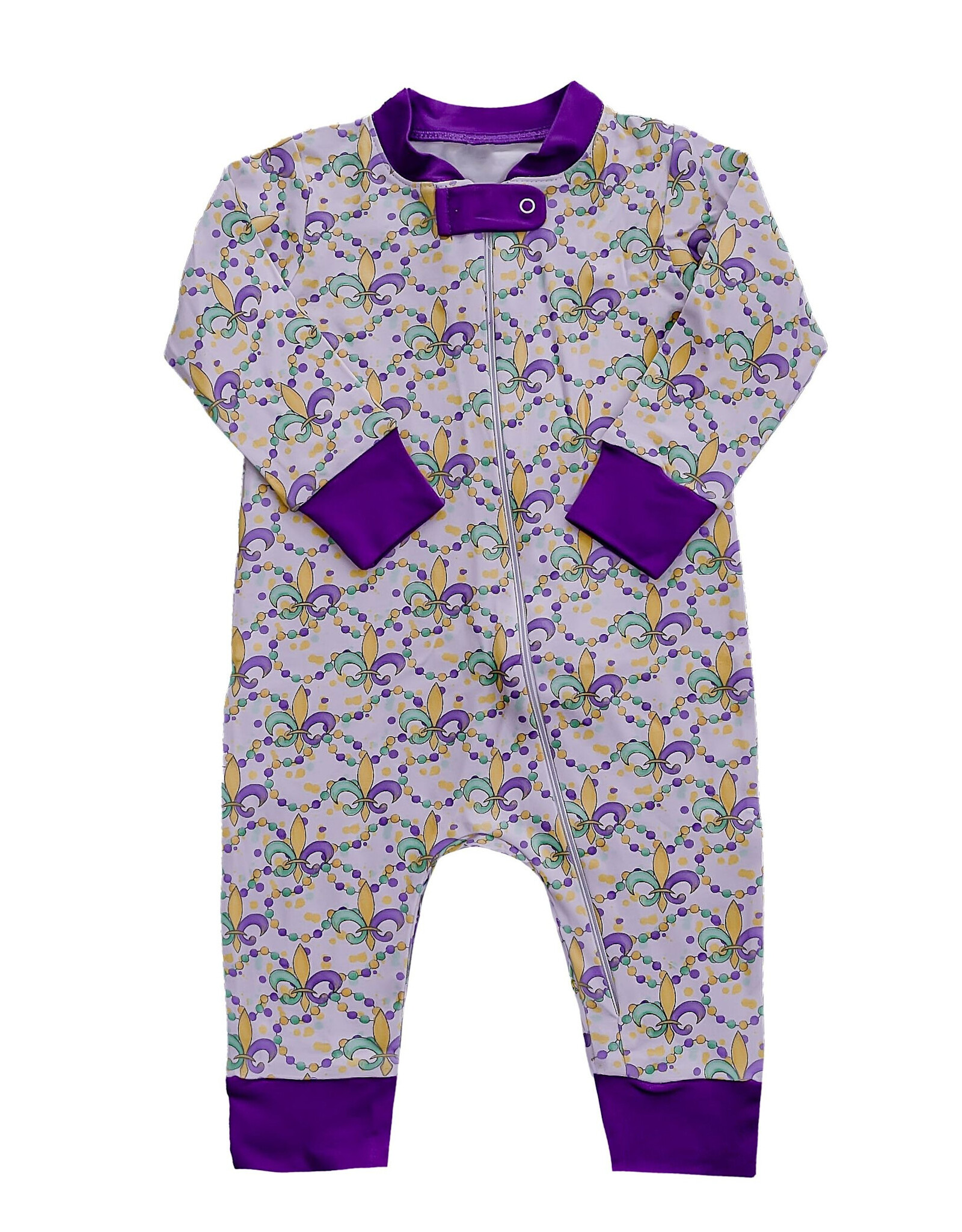 Krewe Kids Mardi Gras Beads Pima Zip PJ