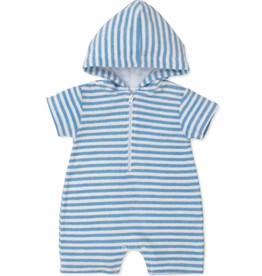 Kissy Kissy Light Blue Stripe Cabana Terry Romper