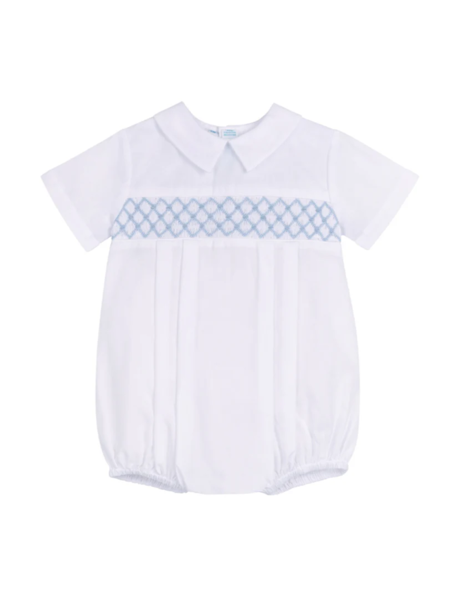 Feltman Brothers Boys Signature Smocked Romper, White/Blue