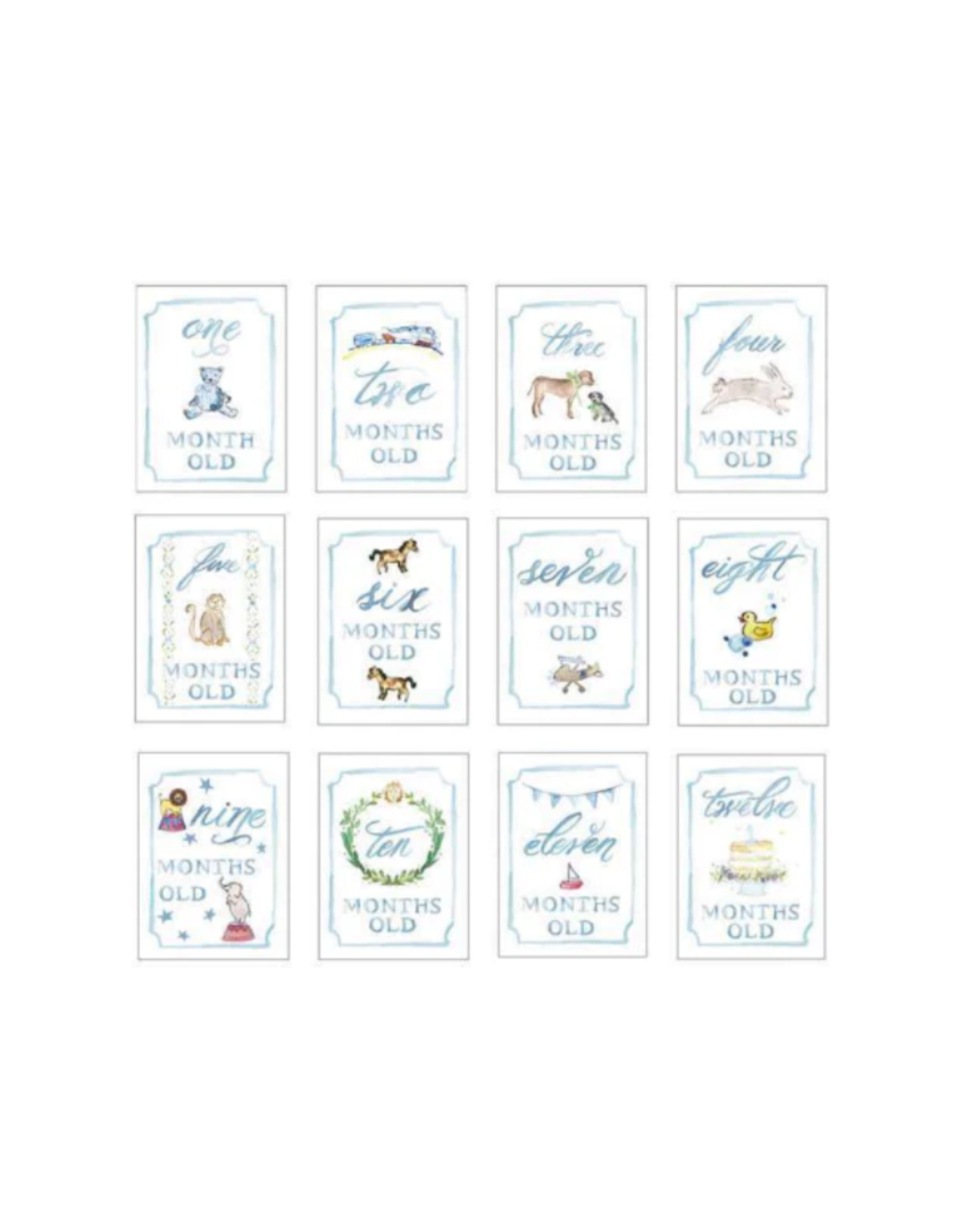 Over The Moon Monthly Milestone Card Set - Blue