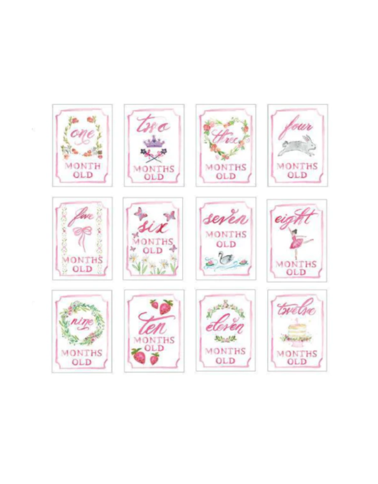 Over The Moon Monthly Milestone Card Set - Pink