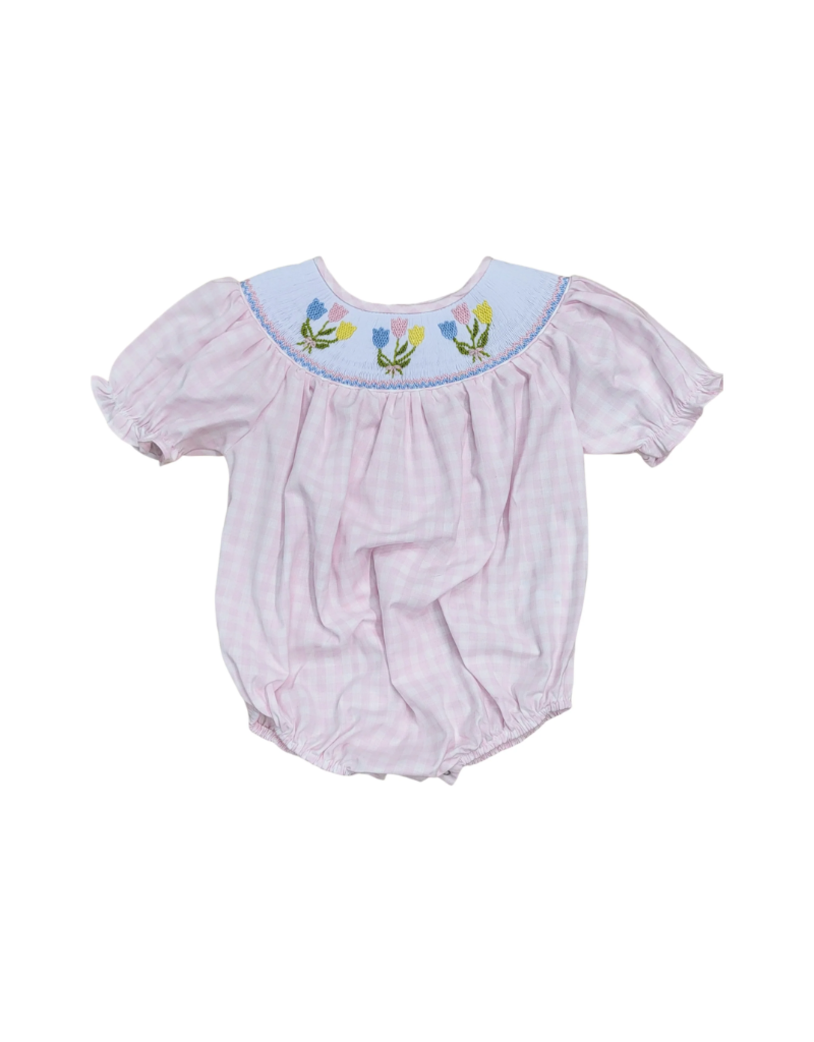 Sweet Dreams Pink Gingham Tulip Smocked Bubble