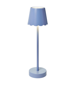 Two's Company Blue LED Table Lamp with Scallop Shade