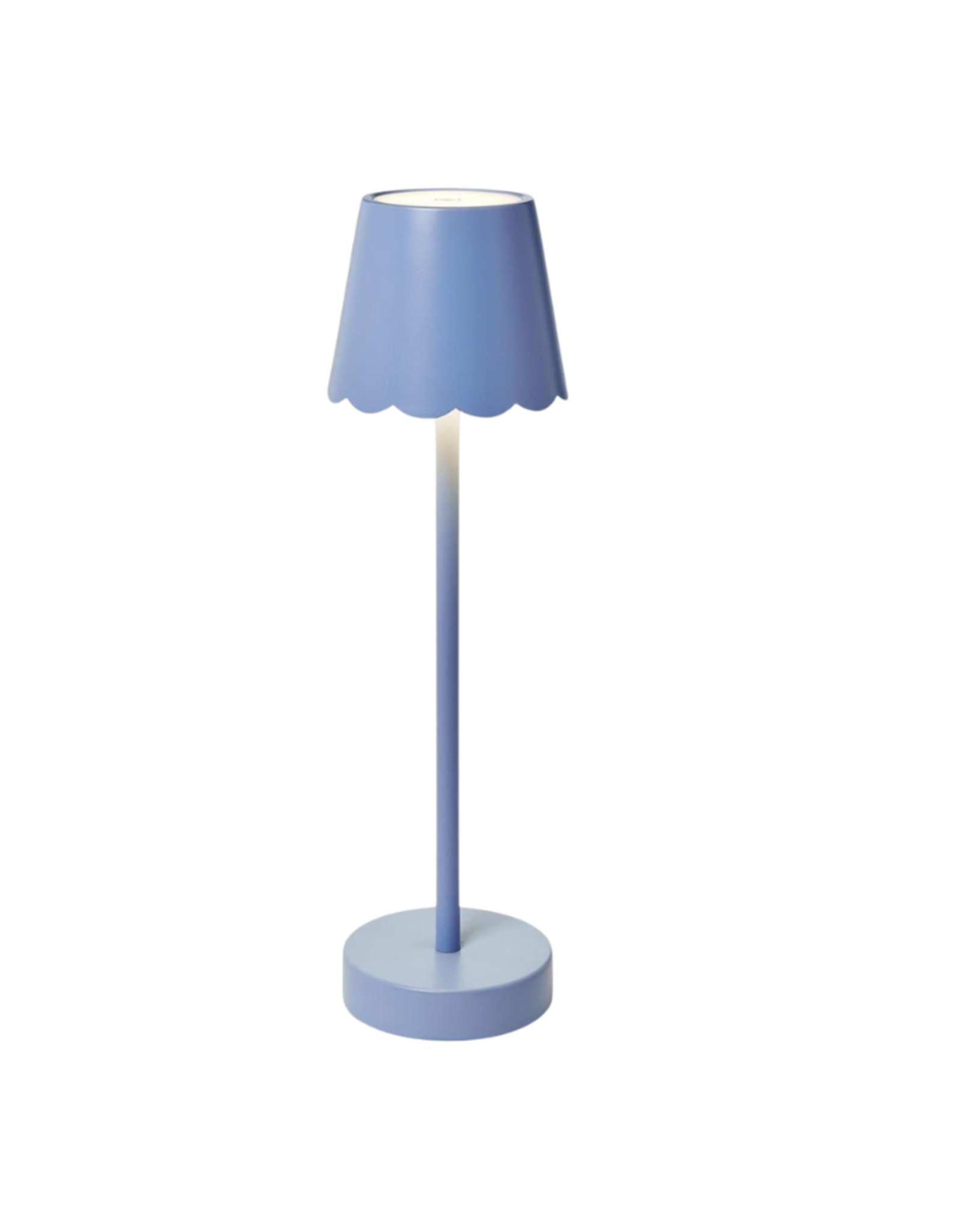 Two's Company Blue LED Table Lamp with Scallop Shade