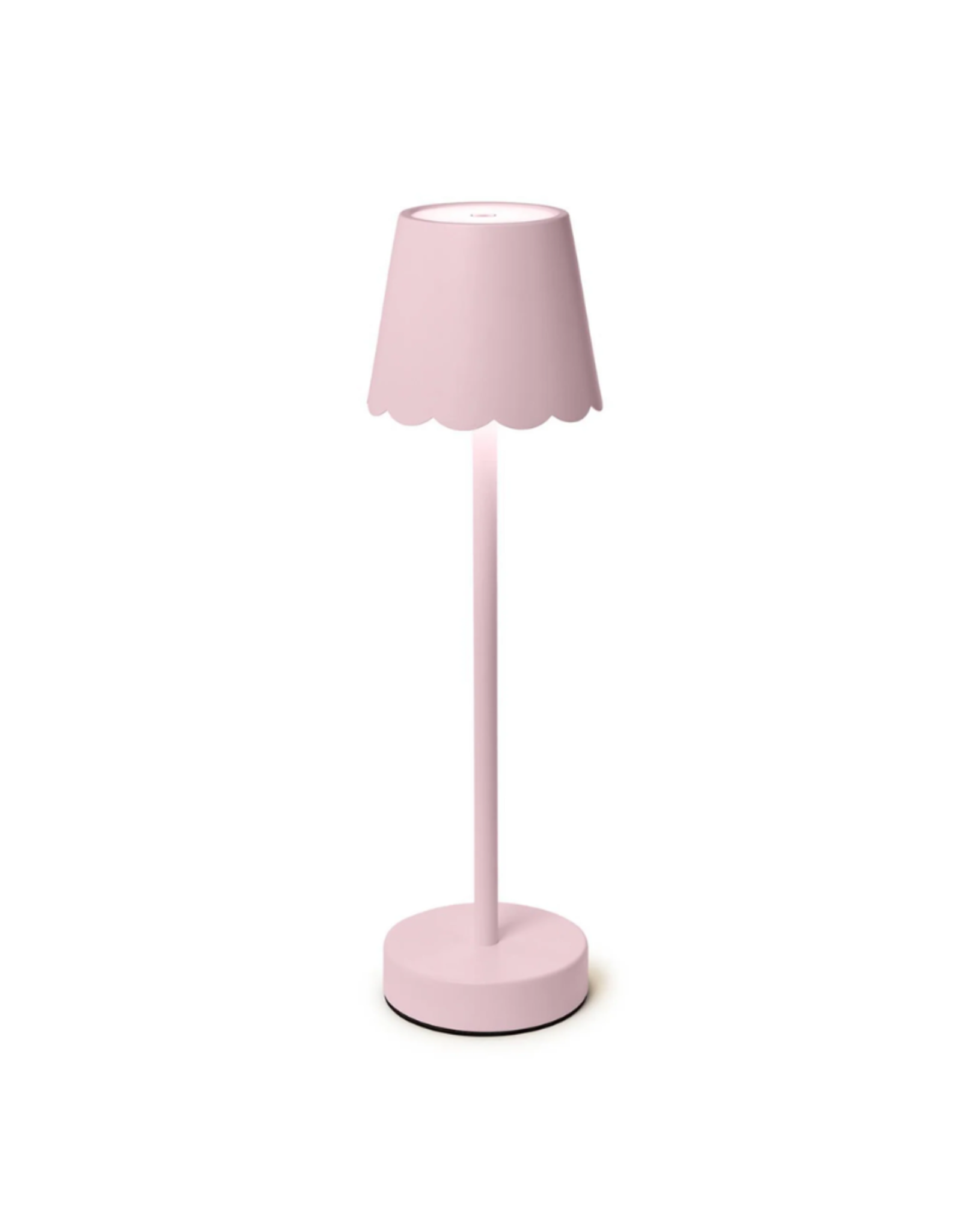 Two's Company Pink LED Table Lamp with Scallop Shade