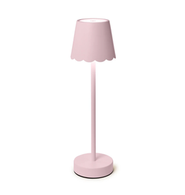 Two's Company Pink LED Table Lamp with Scallop Shade