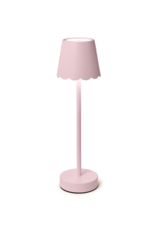Two's Company Pink LED Table Lamp with Scallop Shade