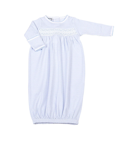 Magnolia Baby Light Blue Mini Stripes F24 Smocked Gathered Gown