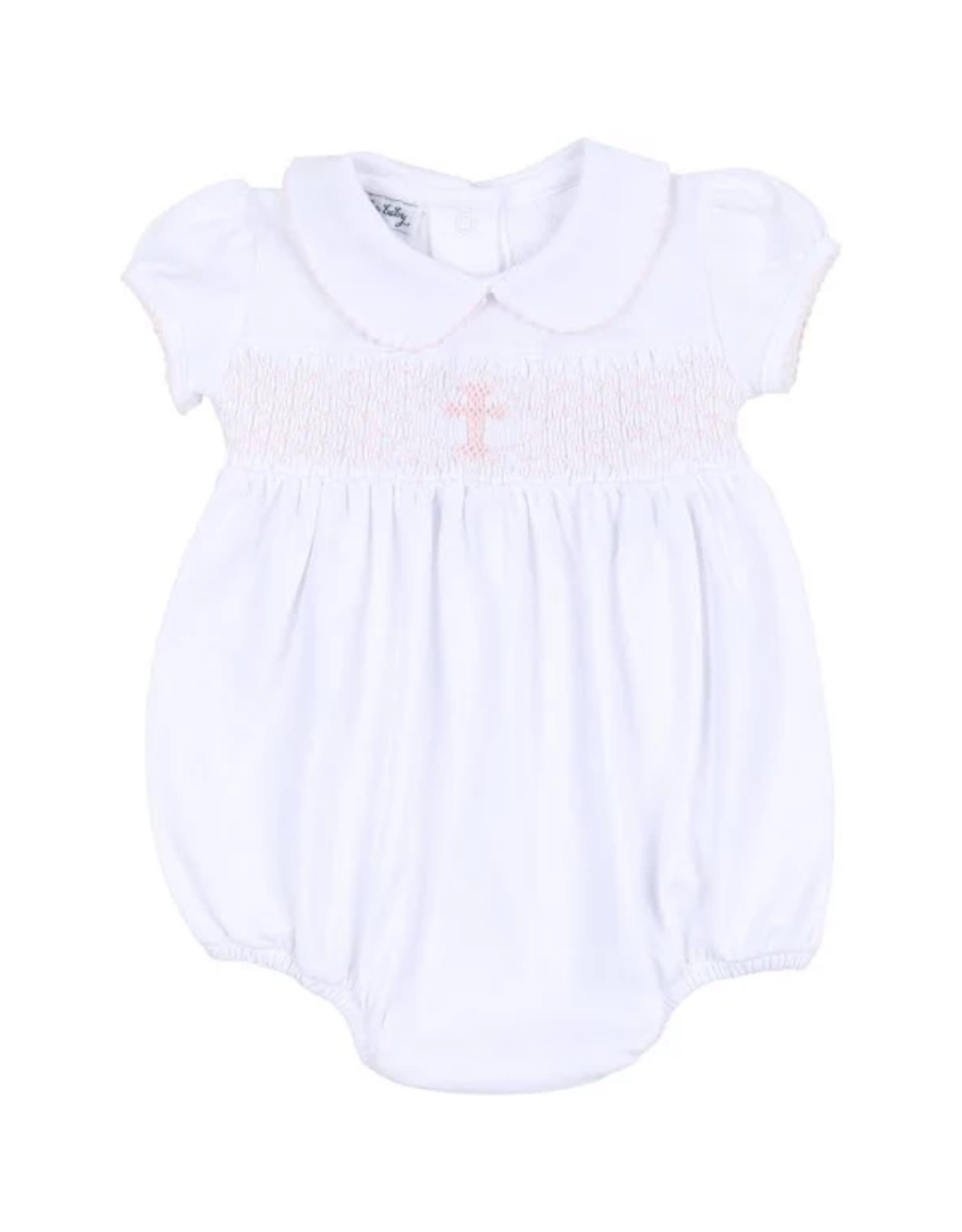Magnolia Baby Pink Blessed Fall24 Smocked Collar Girl Bubble