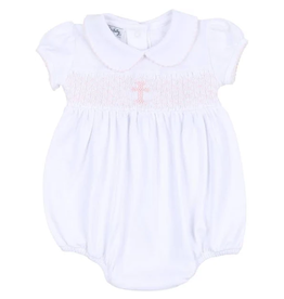 Magnolia Baby Pink Blessed Fall24 Smocked Collar Girl Bubble