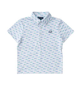 Prodoh SS Pro Performance Polo, Fish Print on White