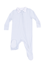 Angel Dear Stripe Classic Blue Polo 2 Way Zipper Footie
