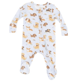 Angel Dear Best Friend Dogs Blue 2 Way Zipper Footie - 9/12m
