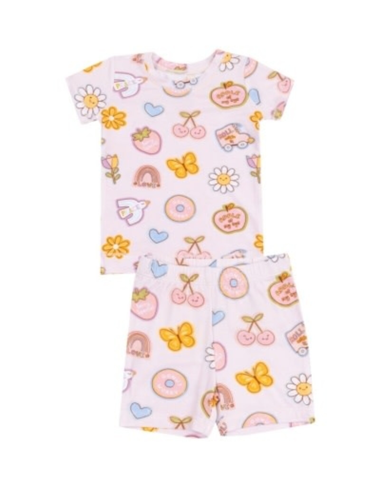 Angel Dear Groovy Vibes Stickers Pink Loungewear Short Set
