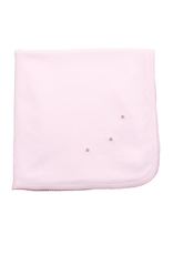 The Proper Peony Small Pima Blanket, Pink with Pink Rosebud