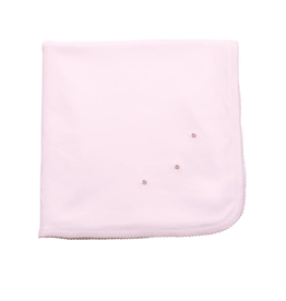 The Proper Peony Small Pima Blanket, Pink with Pink Rosebud