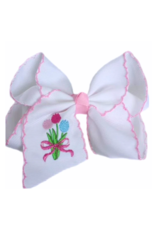 Just for Fun Threads Tulips Embroidered Hair Bow