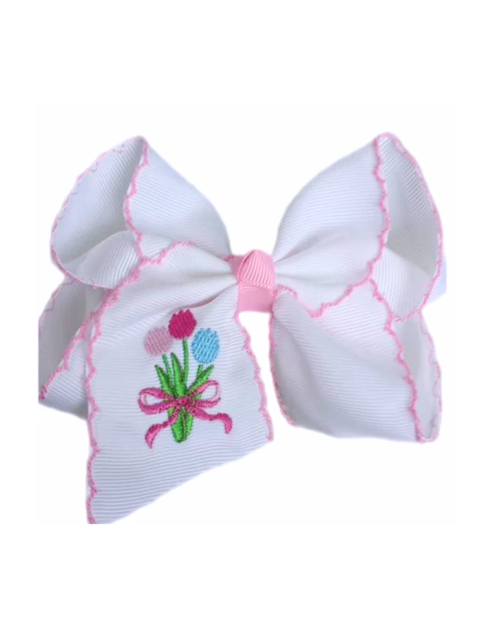 Just for Fun Threads Tulips Embroidered Hair Bow