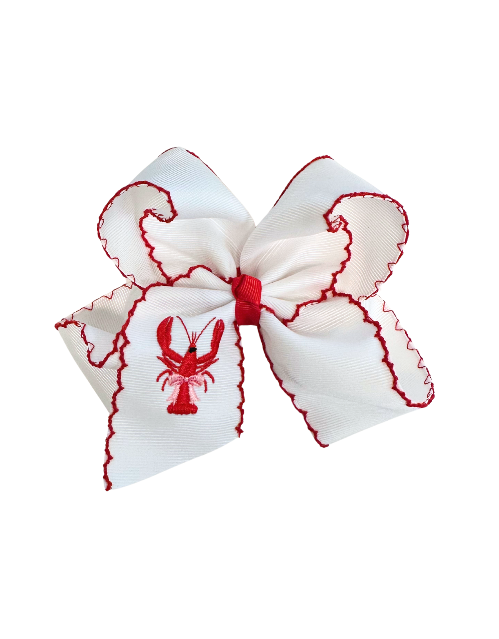 Just for Fun Threads Crawfish Cutie Embroidered Hair Bow