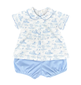 James and Lottie Rory Diaper Set, Blue Puppy