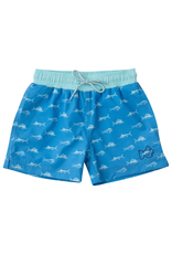 Prodoh Board Swim Trunk, Fish Print on Marina Blue