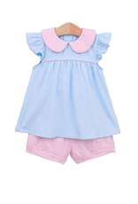 Trotter Street Kids Genevieve Bloomer Set, Light Pink Stripe/Light Blue