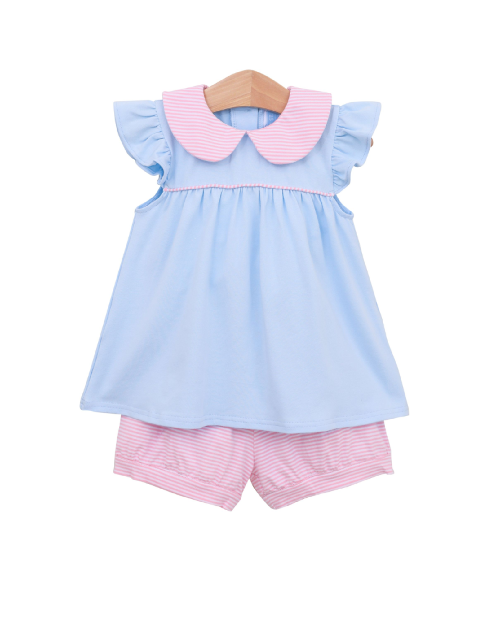 Trotter Street Kids Genevieve Bloomer Set, Light Pink Stripe/Light Blue