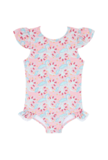 Minnow Girls Bluebells Ruffle Cup Sleeve Rashguard One Piece