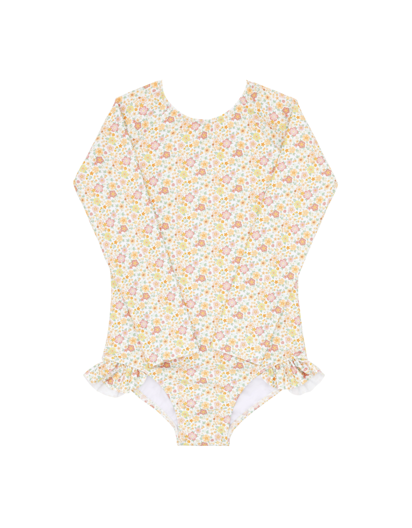Minnow Girls Marigold Floral Rashguard One Piece