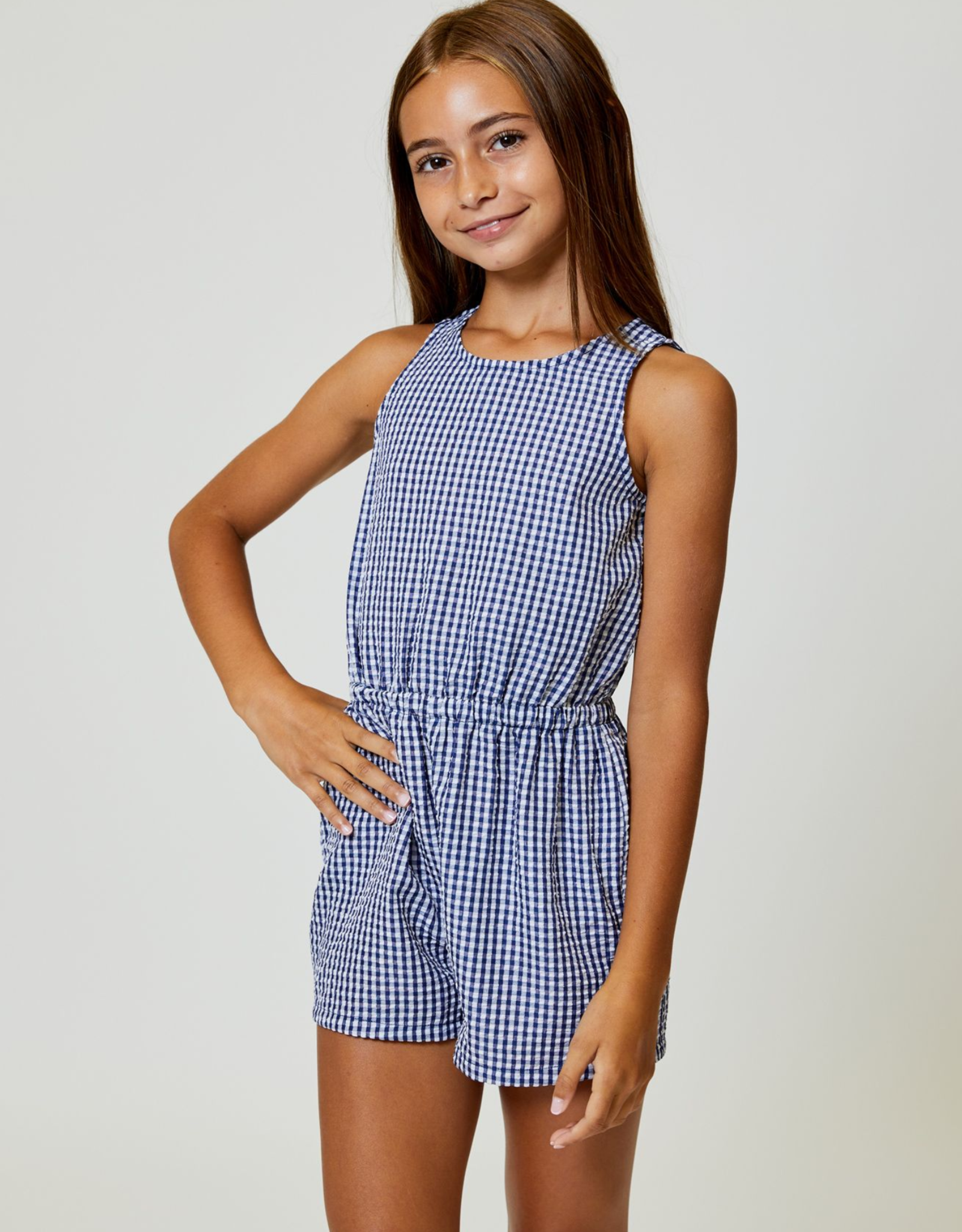 Design History Navy Gingham Romper
