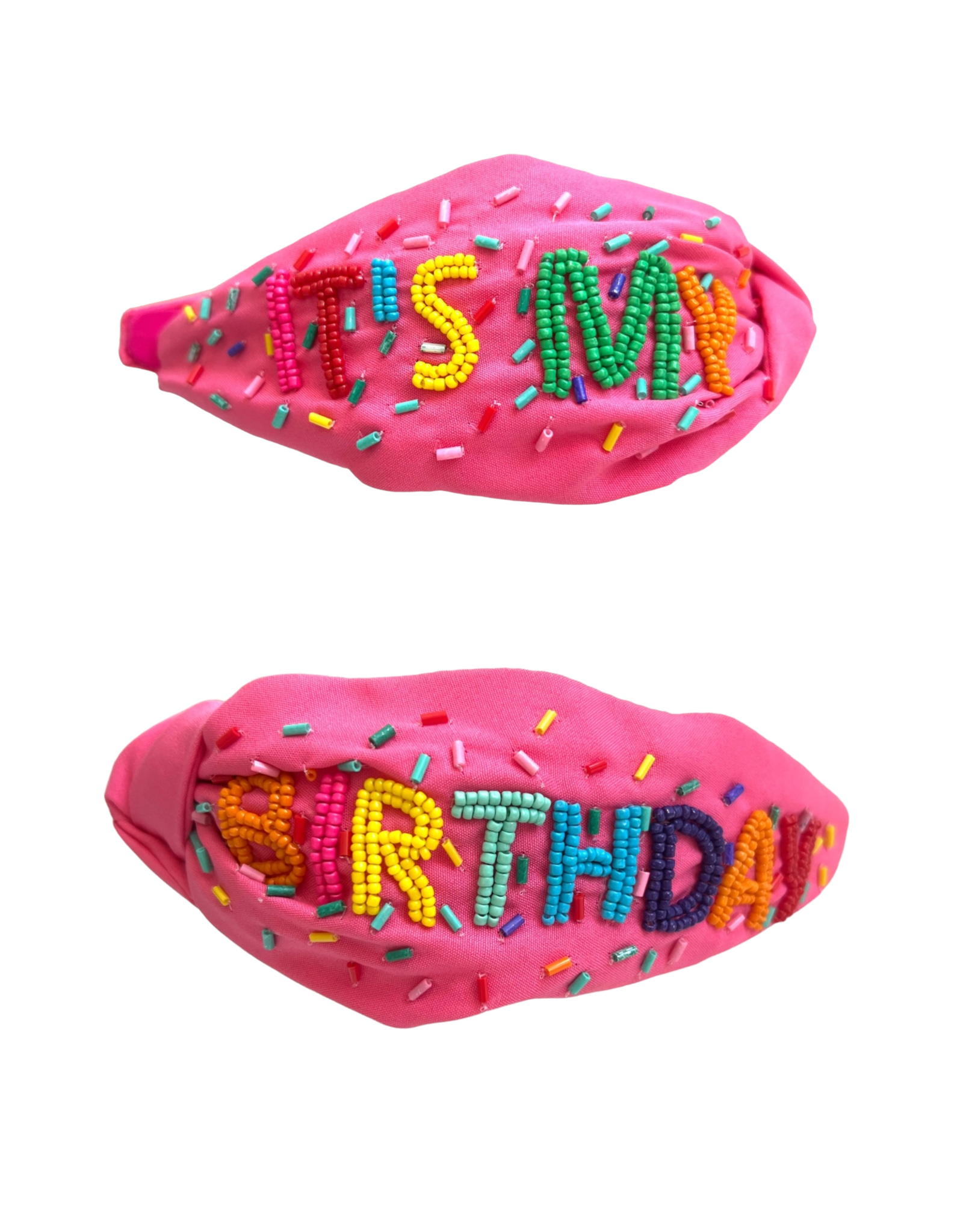 Mavi Bandz Beaded "It's My Birthday" Pink Knot Headband