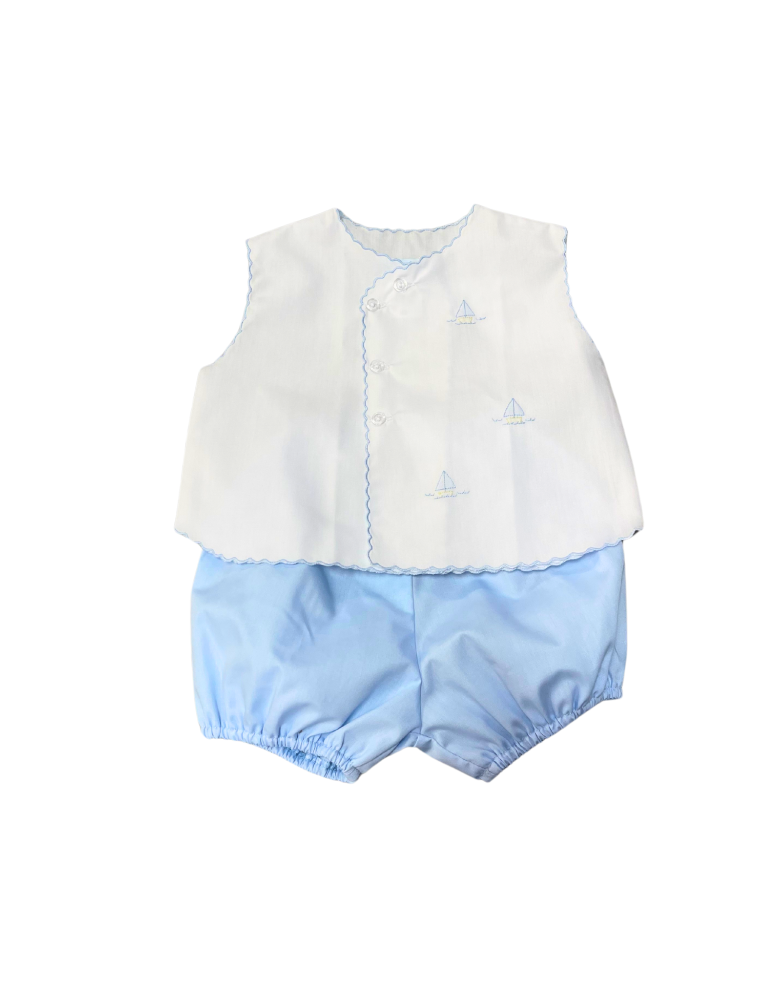 Auraluz White & Blue Bloomer Set w/ Sailboats