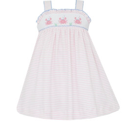 Petit Bebe Pink Stripe Knit Sundress, Crab Smock